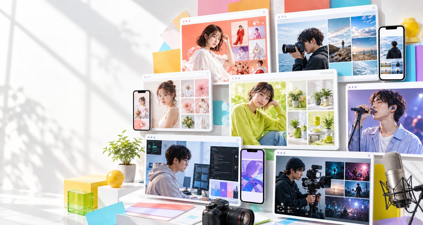 パソコンとスマートフォンで表現する、さまざまなクリエイターのWebポートフォリオ